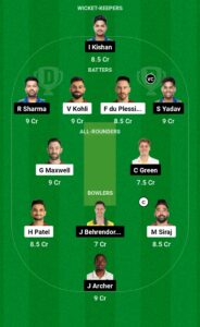 RCB VS MI Dream 11 Team Prediction Today, Pitch Report, Playing 11